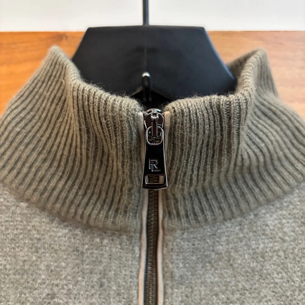 Ralph Lauren Purple Label Birdseye Cashmere Quarter Zip Slim Fit Sweater Sz S - Picture 7 of 14